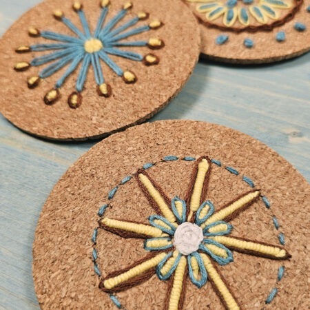 Embroidered Cork Coasters