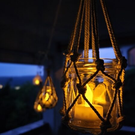 Macramé Hanging Jar Lantern